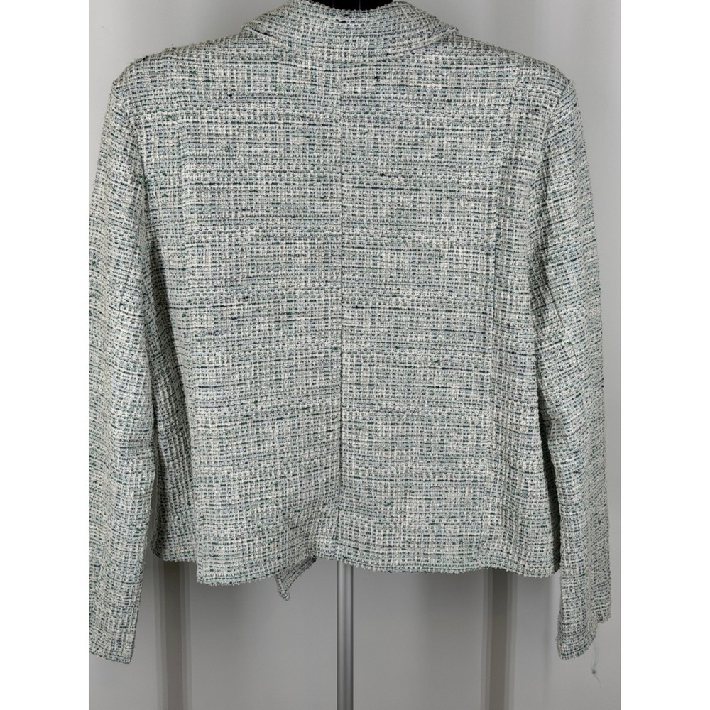 SOHO Apparel Ltd Womens Mint Green Tweed Moto Jacket Asymmetric Zip L - Picture 2 of 5